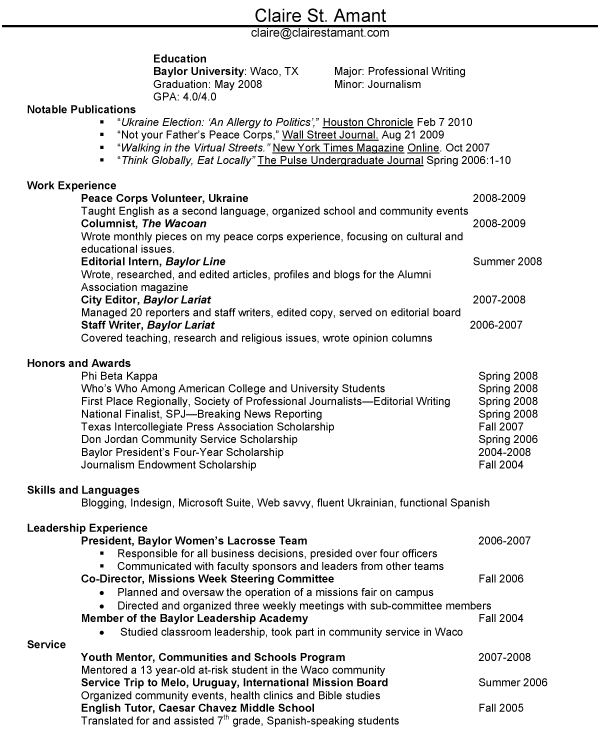 The Resume of Claire St. Amant